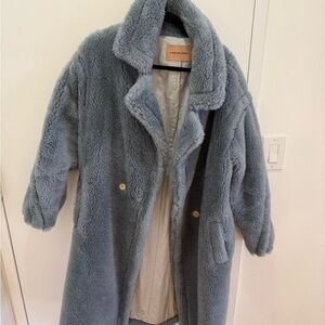 Yves Salomon Soft Blue Teddy Jacket